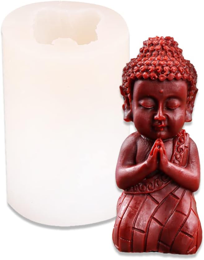 Cestony 3D Buddha Shape Candle Silicone Molds for Making Candle Resin Pillar Aromatherapy Gypsum Candles Wax Clay Craft Ornament Car Freshie Resin Statue (C)