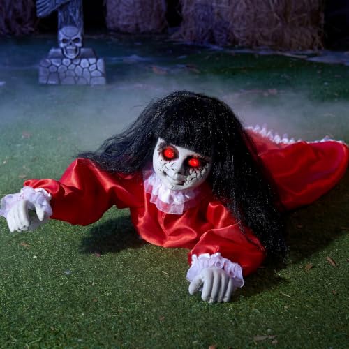 JOYIN Halloween Animatronics Decorations Outdoor Groundbreaker Crawling Doll, Creepy Halloween Graveyard Decoration Outside Decor Scary Haunted House Prop Sound Activated with Sounds and Lights