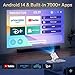 4K unterstützt Mini Beamer mit Android 14 OS Klein Projektor mit WiFi 6 Bluetooth 5.4, 270° Drehung Smart Portable Projector Kompatibel mit iOS/HDMI/USB/iPhone LYNCAST VisualCube 300 White