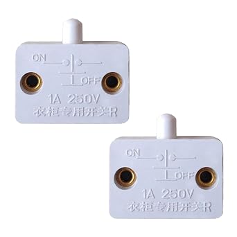 2 PCS Cupboard Door Switch, 1a 250v Auto Light Control Switch, Auto Control Push to Break Light, for Cabinet Wardrobe DoorsWhite