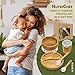 Nutrichef Baby and Toddler, 3 compartment plate, bowl, cup and spoon feeding set- silicon suction, Non-toxic all natural Bamboo baby food plate (Star Set)