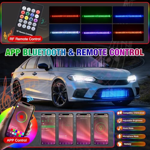 Image of Nilight 4PCS 24 inch RGB LED Grille Light Strips with APP & Remote Control