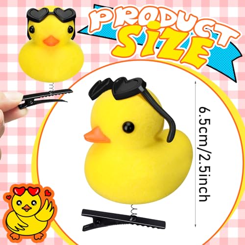 12 Pcs Duck Hair Clips Cute Festival Rave Sprouts Yellow Duck Hairpin Kawaii Cartoon Ducky Clips Decorative Hair Accessories for Summer Holiday Party Props(Sunglasses Style)
