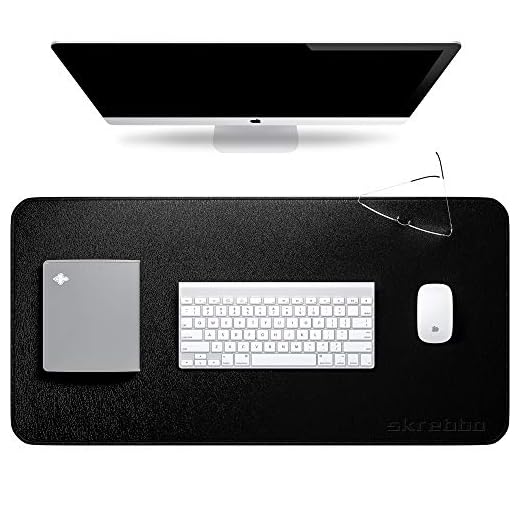 Desk Pad, Upgrade Sewing PU Leather Desk Protector, Multifunctional Office Desk Pad, Laptop Desk Mat, Waterproof Desk Writing Mat Mouse Pad, Dual-Sided (31.5" x 15.7", Black)