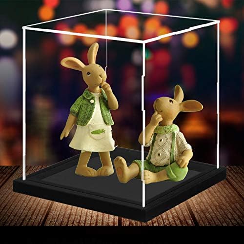 HOPEME Clear Acrylic Display Case with Black Velvet Base, Simple Self-Assembly Dustproof Showcase, Cube Countertop Box for Collectibles, Home Organization (6 x 6 x 6 inch)