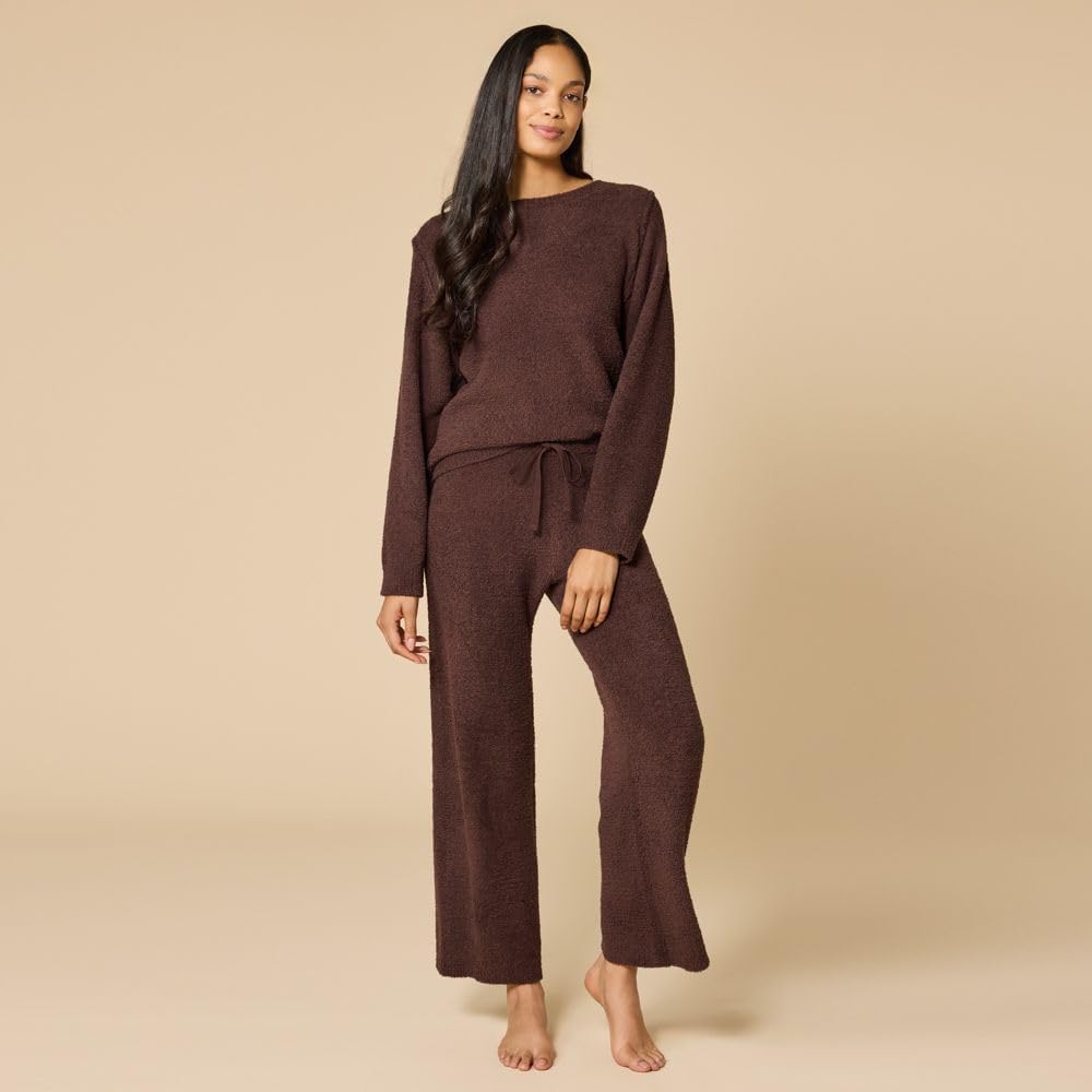 Softies Marshmallow Reverse Seam Crew Neck Lounge Set for Women Ultra Soft 2 Piece Loungewear with Bracelet Sleeve Top - Image 5