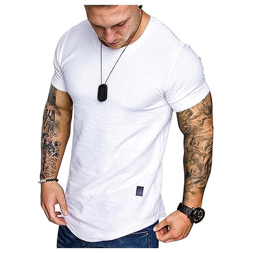 Fashion Mens T Shirt Muscle Gym Workout Athletic Shirt Cotton Tee Shirt Top White