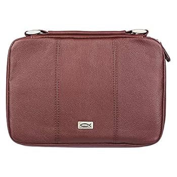 Misc. Bible Cover Medium Gen Leather Fish Burgundy Book