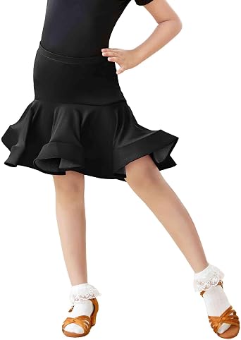 Asymmetric Fishtail Hip Latin Ballroom Skirts for Girls Dance, Salsa