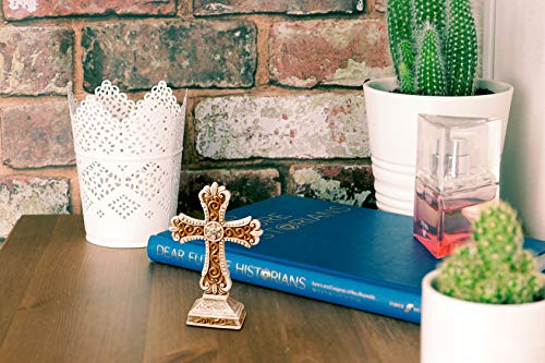 Fashioncraft 8698 Antique Ivory Cross Figurine With Matte Gold Detailing, Cream, Religious Favor, Baptism Favor, Event Favor, 1-Piece #TOP2