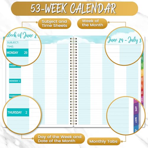 Teacher Planner 2026-2027 - Weekly & Monthly Lesson Plan Book, July 2026 - June 2027, 8.5" x 11", Academic Planner with Twin-Wire Binding for Teachers - Classic Black — view 4