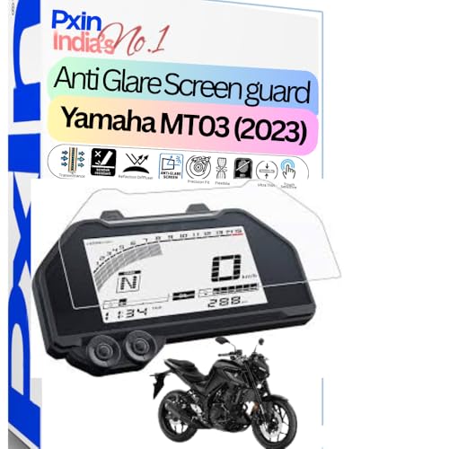 Image of Pxin Anti-Glare & Anti- Reflection Screen Guard compatible with Yamaha MT03 (2023) Bike Speedometer| Plasma Layer | Scratch Resistant | 4K HD Clarity | No Fingerprint