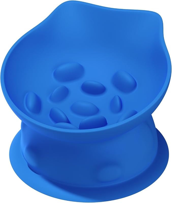Comedouro Lento Elevado para Gatos windhunt com Design Inclinado e Silicone, 4,7"