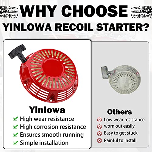 Yinlowa Recoil Starter Assembly for Honda GX340 GX390 GX610 GX620 11HP 13HP 18HP 20HP Engine Generator, Pull Start Replaces 28400-ZE3-W01 28400-ZE3-W01ZA, Fits Lawn Mower Pressure Washer Water Pump