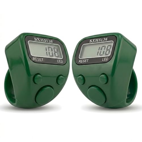 Digital Finger Ring Tally Counter, LCD Display with LED Back Light, (Pack of 2-Multicolur) (Green)