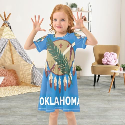 Toddler Girls' Dresses 2t Oklahoma State Flag Summer Clothes Funny Cute Dresses Little Girl4