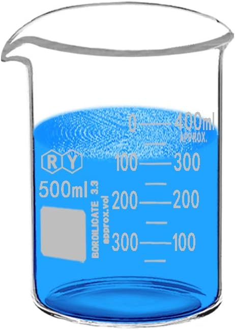 Glass Beakers 500ml Borosilicate Graduated Measuring Low Form Beaker