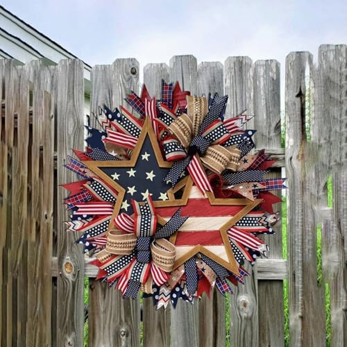 250th Anniversary Patriotic Wreath, Memorial Wreaths 3D Eagle Wreaths for Front Door, 17.8'' Red White and Blue Wreath All-Weather Farmhouse Outdoor Holiday Decoration(A) — view 4