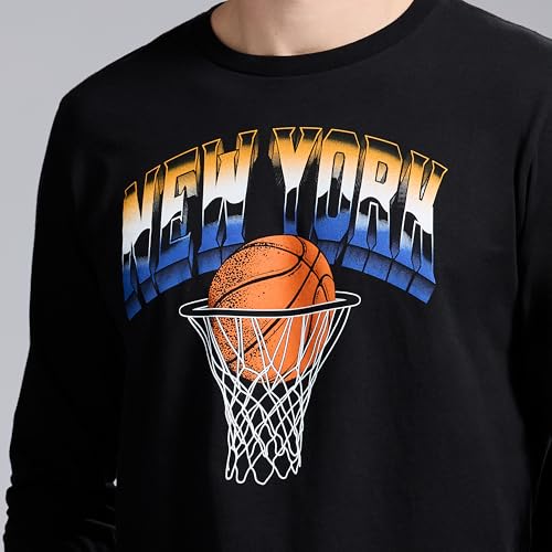 Game 7 x NBA Officially Licensed Men's Graphic Long Sleeve Lightweight Crew Neck Cotton T-Shirt, New York Knicks, S, Black by GAME 7 - Used condition - Image 2
