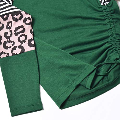 Image of Mirawise Girls Casual Long Short Shirts Tunic Tops Tee Shirt T-Shirts Side Tie Blouse 4-13 Years