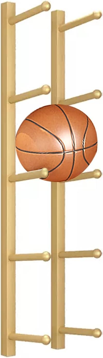 Workout Storage Organizer Schools Basketball Collect Rack Wall Mount, 2/4/5/6 Tier Yoga Mat Display Holder, for Office/Studios/Home/Garage, Black Steel Frame