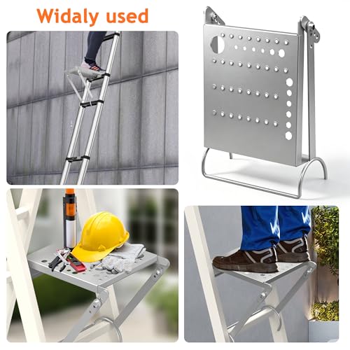 Ladder Platform Attachment, Ladder Accessories,Anti-Slip Extension Ladder Step, Heavy Duty Ladder Work Stand Ladder Paint Tray Holder 400 Pound (Silver Gray) by MY RUSTIC - Image 6