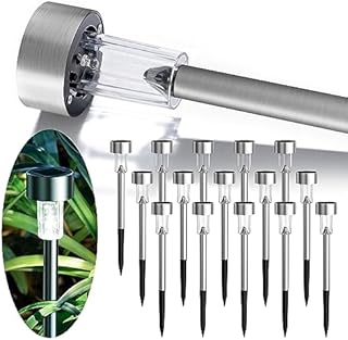 GIGALUMI 16 Pack Solar Path Lights Outdoor,Solar Lights Outdoor Garden Led Light Landscape/Pathway Lights for Patio/Lawn/Yard/Driveway/Walkway (Stainless Steel)