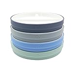 Elk and Friends Kids 7.8 Porcelain White Plates with Silicone Sleeves | Divided Plates | Suitable for Kids/Toddlers | Microwave & Dishwasher Safe | Non Slip | Snack Dishes