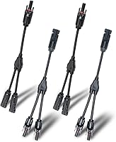 Vista 10 de 1 par de conectores de panel solar, 1 pie de cable adaptador paralelo de rama en Y, 1 macho a 2 hembras (M/FF) y 1 hembra a 2 machos (F/MM) cables
