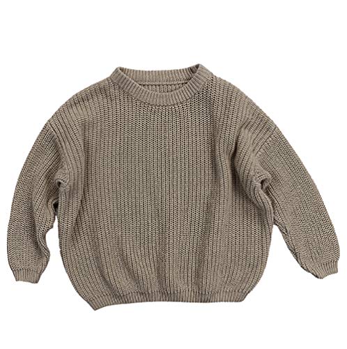 Toddler Baby Boys Girls O-Neck Sweaters Infant Knitted Thick Pullover Warm Long Sleeve Crewneck Tops Clothing (Grey, 2-3 Years)