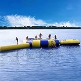 10Ft 13Ft 16Ft Inflatable Trampoline Bounce Suitable for Family Entertainment, Water Sports Toys with Slide, Outdoor Floating Platform for Pool Lake, Underground Pontoon Inflatable (Blue, 10Ft)