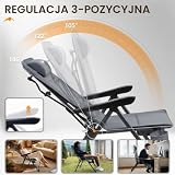 Portal Krzesło kempingowe, składane, regulowane w 3 pozycjach, krzesło składane, obciążenie 160 kg, wysokie oparcie, krzesło kempingowe, krzesło wędkarskie, krzesło ogrodowe, leżak aluminiowy, do
