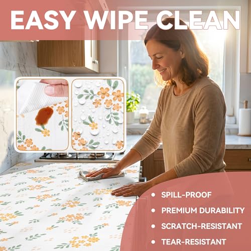 RAY STAR 18 Inch x 8 Ft Shelf Liner for Kitchen Cabinets, Non-Adhesive Cabinet Liner Washable, Drawer Liner for Dresser Non-Slip Bathroom [Orange Honey Blossom] — view 4