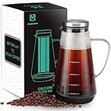 MAGICAFÉ Cold Brew Coffee Maker - Tea Infuser with Spout Tight Iced Brewing Glass Carafe 40oz