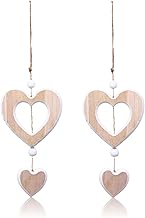 Pack of 2 Window Decoration Hanging Wooden Decorative Heart Window Decoration Pendant Heart Decoration Wooden Pendant Hanging Decorative Hearts for Hanging Wooden Hearts Hanging Decoration Window Decoration Hanging for Wedding/Living Room Decoration Hangi