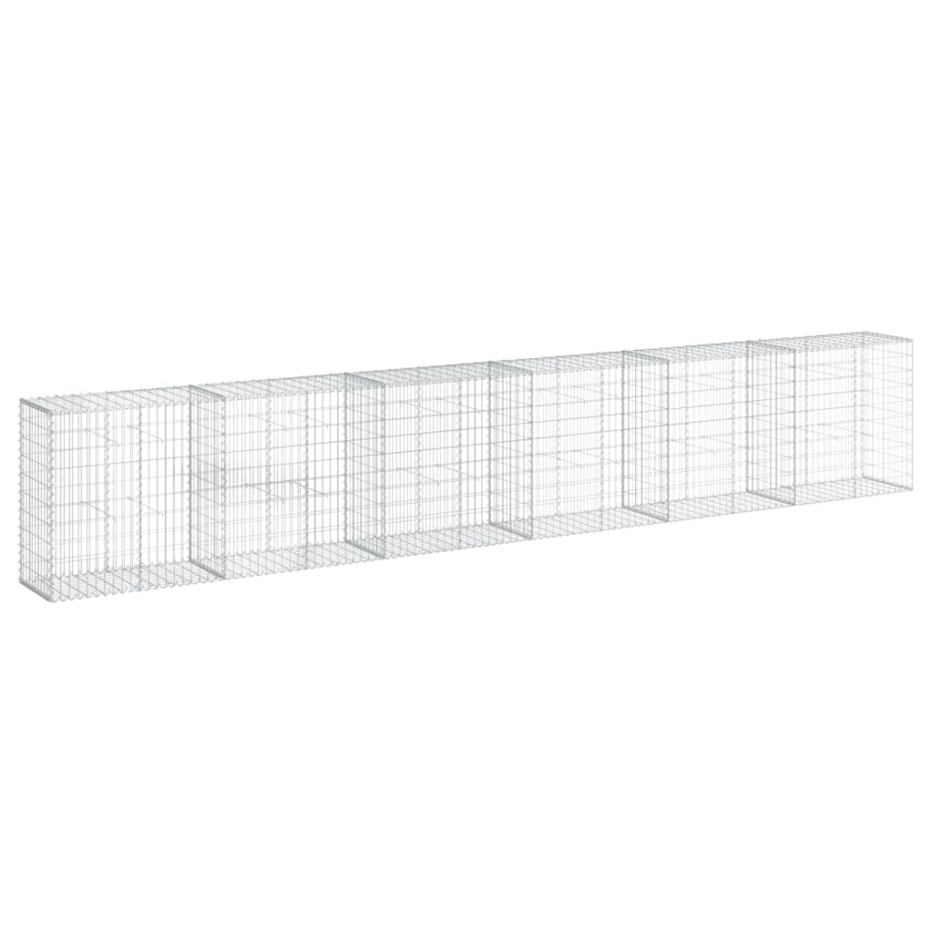VidaXL Cesta De Gaviones Con Cubierta De Hierro Galvanizado 600X50X100 Cm, Muro De Contención, Valla De Jardín, Color Plateado