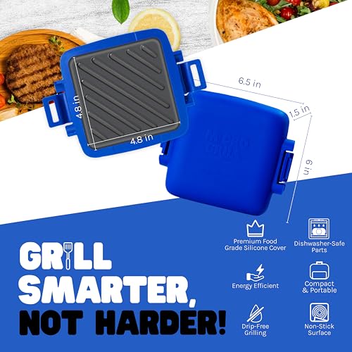 Micro Grill | Microwave Sandwich Maker - Grilled Cheese Sandwich Maker - Munchy - Toastie Maker- Panini Press - Travel Sandwich Maker (Blue)