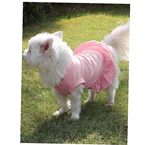 1 Pack Blank Dog Shirt Skirt Soft Breathable Cute Pet Clothes, Sleeveless Dress for Girls, Dog T-Shirts Apparel, Dog Outfits, Plain Dog Shirt for Puppies, Small Extra Small and Medium Dogs,Pink,M - Afbeelding 4