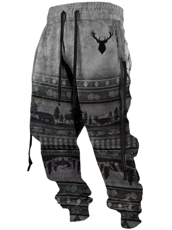 HOTYD Aztec Pants for Men Elastic Waist Drawstring Western Mens Jogger Sweatpants Vintage Ethnic Print Pants Trousers