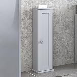 URBNLIVING House Toilet Roll Holder Free Standing Bathroom Loo Roll Slimline Cupboard Unit Storage Solution (Grey)