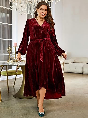 Image of BerryGo Women's Velvet V Neck Wrap Semi Formal Dress Cocktail Party Maxi Dress for Wedding Guest