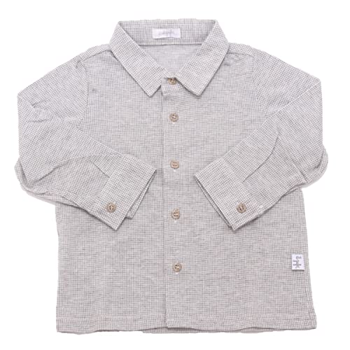 Camicia Bimbo Boy IL GUFO en coton gris pour bébé garçon chic