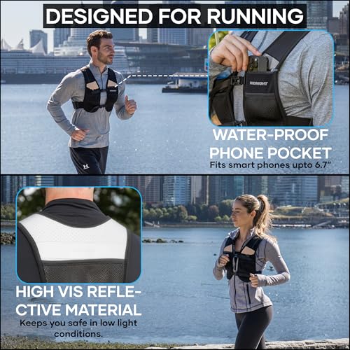 MIDNIGHT Water Resistant Running Vest - Reflective Vest for Running, 7 Pockets for Extra Storage, Lightweight Phone Holder3