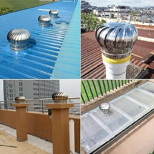 Ventilador de Techo de turbina de Acero Inoxidable, sombrerete de Chimenea Giratorio para Evitar Corrientes descendentes, Ideal para Uso doméstico e Industrial.