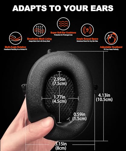 PROHEAR 033 2.0 Upgraded Bluetooth Hearing Protection AM FM Radio Headphones - 31SNR Noise Reduction Ear Muffs with Long-Lasting Stable Rechargeable Battery - 50 Hrs for Mowing Snowblowing - Orange - image 6