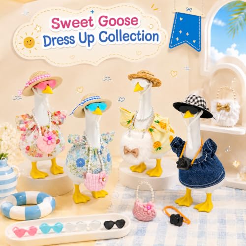 16 Pcs 7 Inch Desk Goose Outfit Fashion Shirt Hat Glasses Set（No Goose） - image 4