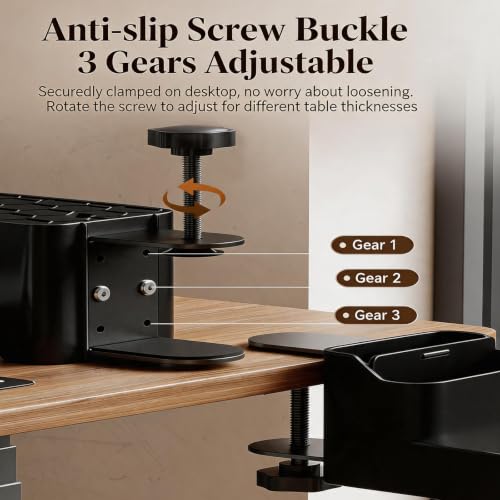 Clamp On Desk Cup Holder with Storage Organizer, Desk Side Organizer with Phone Slot, Pen Pencil Holder, Anti-Spill Drink Holder with Charging Hole, Clamp Desk Accessory for Office Gaming Table — view 6