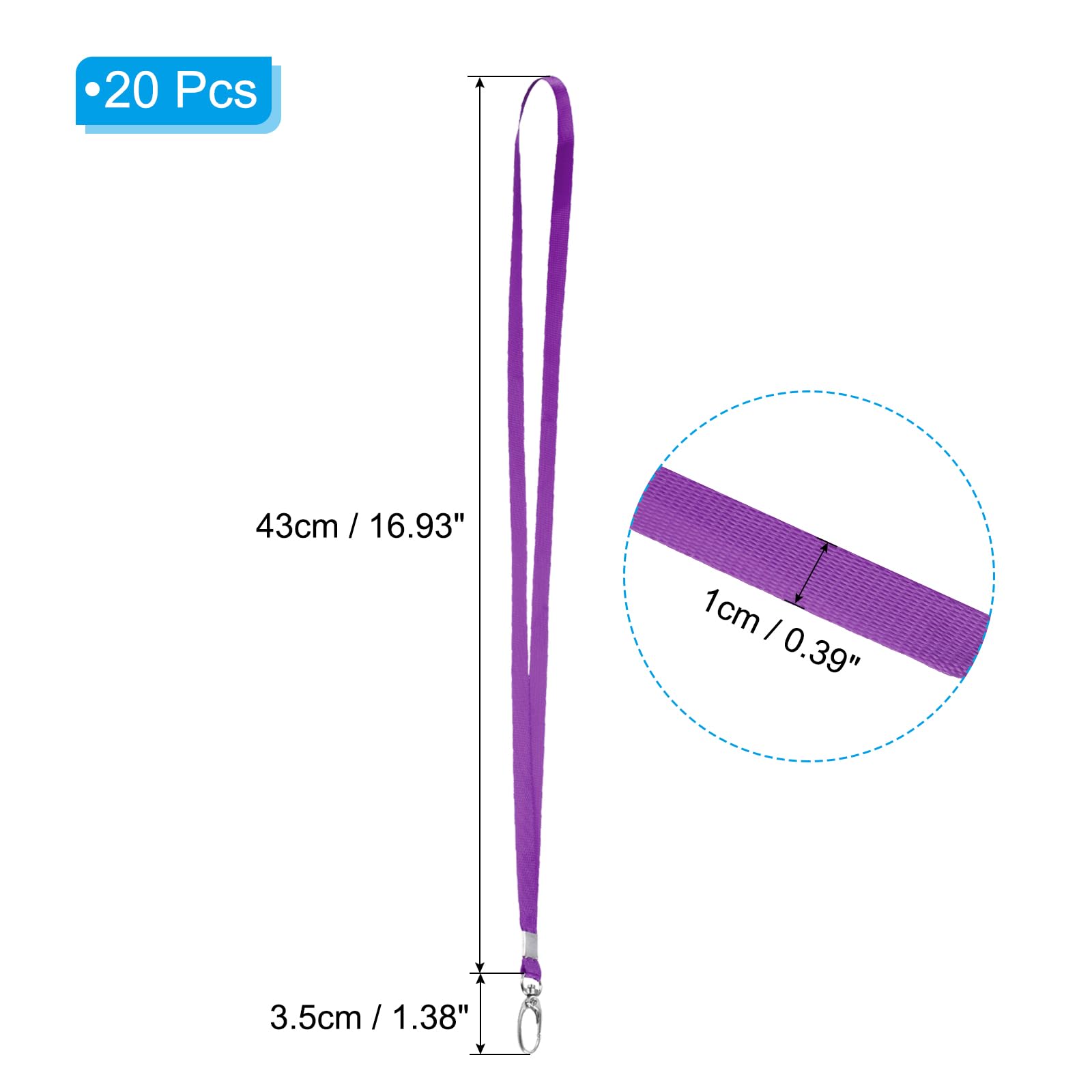 PATIKIL Neck Lanyards, 20 Pack Polyester Flat Strap Lanyard with Clip Swivel Hook for Office Id Badges Key Chains Purple - Image 2