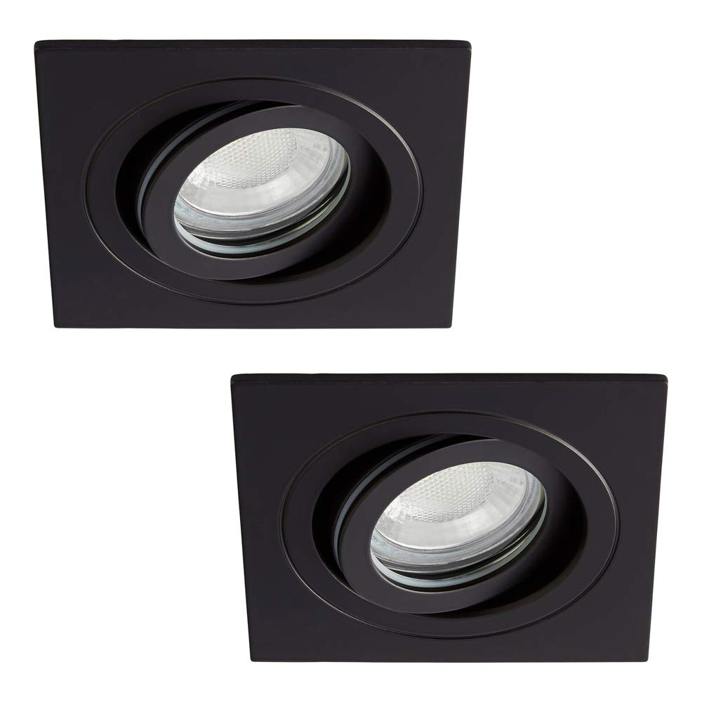 Litecraft Pack Of 2 Matte Black Modern Ip65 Square Tiltable Bathroom Downlights from B&Q