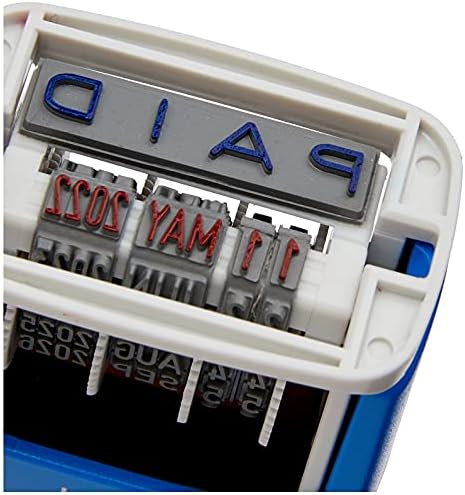 Colop S160-L2 Mini Text Dater Stamp PAID 12 Years Self-Inking Imprint 12 x 25mm Red/Blue Ref 14560200